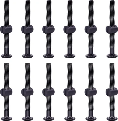 Miniatura 9 de Swpeet 25 tornillos de cabeza hexagonal M6 de 3.150 in, color negro, para cuna, cuna y tuercas de barril con 1 llave Allen, perfecta para muebles