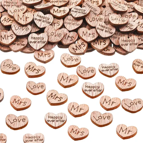 Miniatura 8 de Blulu 1000 piezas de confeti de corazón de madera pequeño para manualidades, mesa de boda rústica, centros de mesa de amor, decoración de tartas