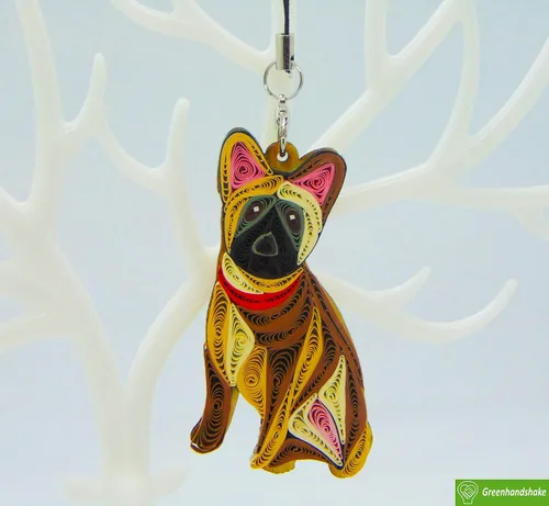 Miniatura 6 de Bulldog francés, decoración para el hogar, decoración navideña, adorno hecho a mano para amantes de los animales, adorno quilled, bolso, mochila