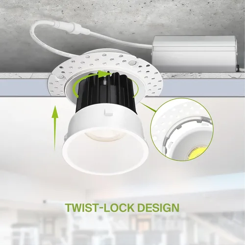 Miniatura 4 de ASD Sin moldura de 2 pulgadas de luces LED empotradas, 8W 120V redondas para uso comercial, luces regulables sin lata para techo con caja