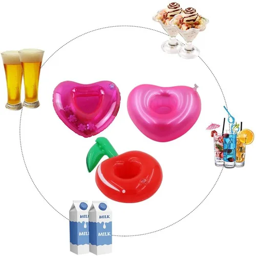 Miniatura 4 de Soportes de bebidas flotantes para piscina, inflables para bebidas, posavasos con mini bomba de aire