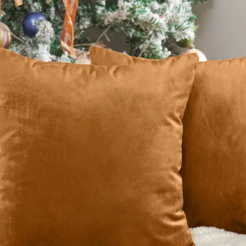 Miniatura 9 de Lazzzy Fundas de almohada de terciopelo marrón de 18 x 18 pulgadas, fundas de almohada decorativas para sofá, cama, sofá, silla, funda de cojín
