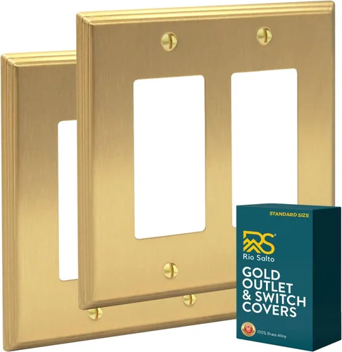 Miniatura 31 de Rio Salto BRASS - Placa de pared moderna de metal dorado para interruptor de luz o cubierta de enchufe, placa de pared para receptáculo individual