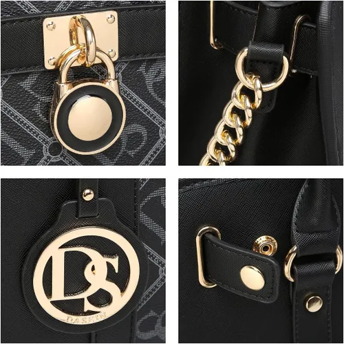 Miniatura 9 de Dasein Bolsos de mano de dos tonos para mujer, bolsos de hombro de cuero vegano, bolsa grande con cartera a juego