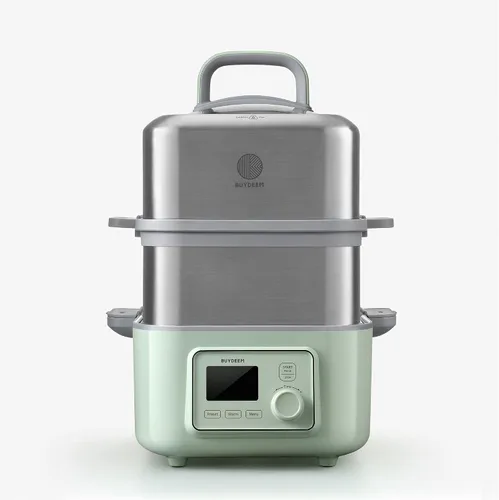 BUYDEEM G553 Vaporizador eléctrico de alimentos de dos niveles de 10 cuartos de galón para cocinar, un toque, vaporizador multifuncional digital,