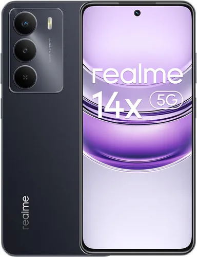 realme 14x 5G Smartphone 6+128GB, negro carbón, pantalla de 6.67 pulgadas, pantalla de 120Hz, batería 5000mAh, cámara AI de 50MP, MediaTek Dimensity