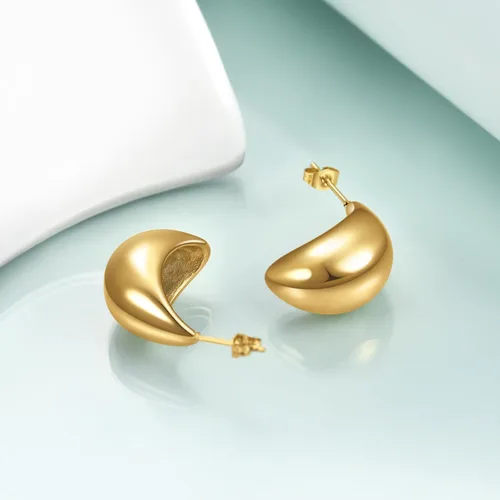 Miniatura 2 de Rnivida Aretes de aro de titanio chapados en oro grueso para mujer de moda