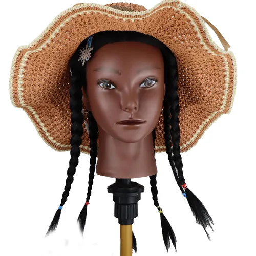 Miniatura 6 de 16 pulgadas 100% pelo real maniquí cabeza de entrenamiento cabeza cosmetología maniquí cabeza para peluquería práctica trenzado peinado con soporte