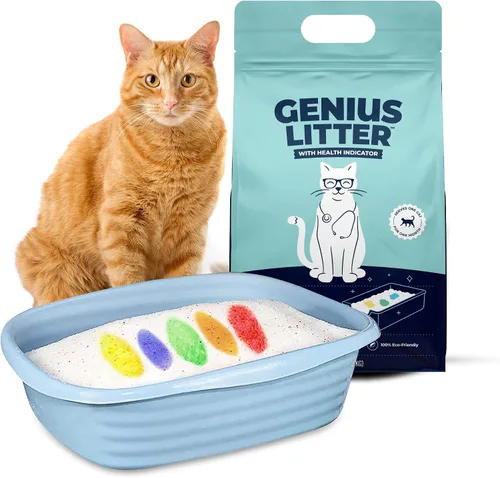 Genius Litter Arena para gatos con monitoreo de la salud, presentada en Shark Tank, gel de sílice de cristal ligero, no se aglutina, sin polvo, bajo