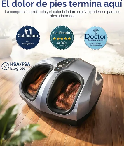 Miniatura 2 de MIKO máquina masajeadora de pies con amasado profundo, compresión, Shiatsu y calor para fascitis plantar, neuropatía - Se adapta hasta talla 12