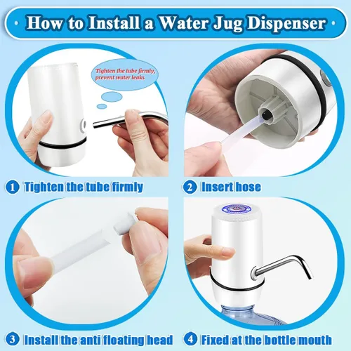 Miniatura 6 de Dispensador de agua para botella de 5 galones, bomba de agua eléctrica para jarra de 5 galones con interruptor y carga USB, dispensador de jarra