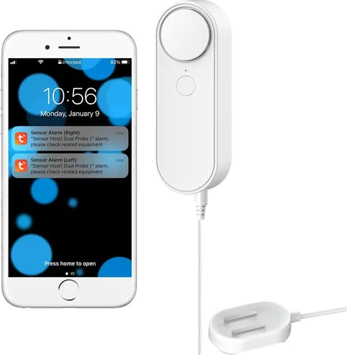 Miniatura 9 de Kit de 3 piezas de detector de fugas de agua WiFi, alarma de sensor de agua de 80dB, alarma de fugas de bomba de sumidero, monitoreo remoto gratuito
