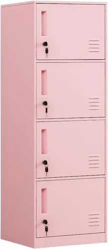 Miniatura 2 de Gabinete de almacenamiento vertical de metal con 1 puerta para dormitorio de niños, habitación de niños, escuela, oficina, hogar, gabinete de Rosa