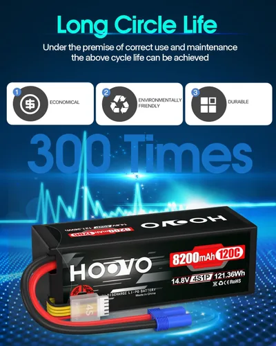 Miniatura 6 de HOOVO Batería LiPo 4S 14.8V 8200mAh 120C RC Batería Compatible con Arrma Losi DBXL-E RC Buggy Car Truck Boat (2 unidades)