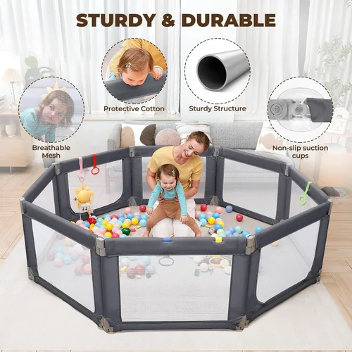 Miniatura 4 de Dripex Corralito para bebés, corralito pequeño de 47×47 pulgadas para bebés, corralito de juegos para bebés con mayor seguridad