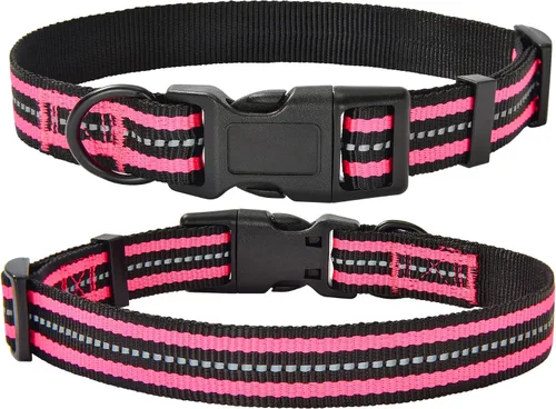 Miniatura 8 de Mile High Life Collar para perro Collares reflectantes de nailon para perros Collares ligeros para cachorros Collares rosados para perros 3