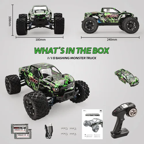 Miniatura 6 de TENSSENX Coches RC todo terreno a escala 1:18, 40 KPH de alta velocidad 4WD de control remoto con 2 baterías recargables, camión monstruo