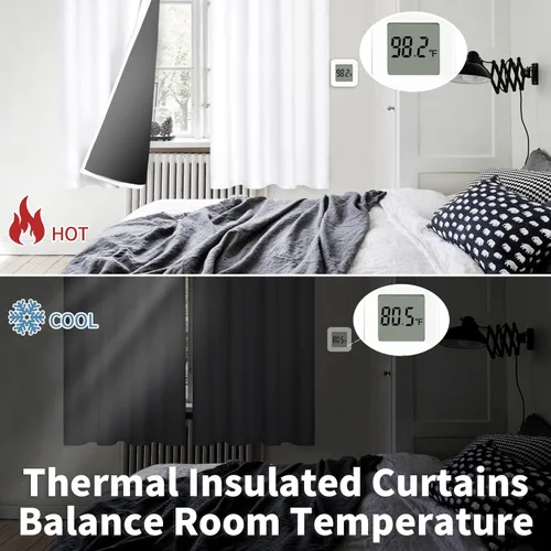 Miniatura 4 de BGment - Cortinas con aislamiento térmico para habitación, 100 % opacas, con forro negro, cortina de doble capa con ojales, reduce el ruido