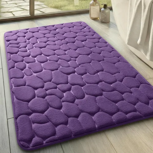 Miniatura 23 de YIHOUSE - Alfombra de espuma viscoelástica para pasillo, alfombras de baño con patrón de adoquín, superabsorbentes, alfombras de baño lavables a