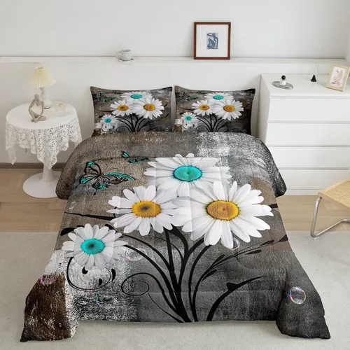 Miniatura 34 de Erosebridal Juego de ropa de cama turquesa tamaño individual para niños y niños, color verde azulado y gris degradado para niñas y adultos, relleno