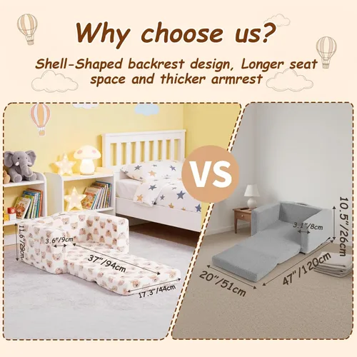 Miniatura 8 de Sofá para niños pequeños, silla para niños, sofá para niños con bolsillos laterales que brilla en la oscuridad, sillón para niños con funda