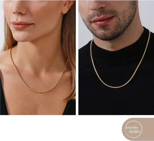 Miniatura 2 de Jewelry Atelier Colección de collares de cadena de oro collares redondos de cadena de trigo y palma rellenos de oro amarillo macizo de 14 quilates