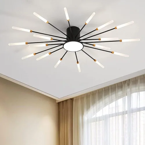 Miniatura 14 de Lámpara de techo LED regulable de 32 pulgadas, 12 luces de techo, lámpara de techo empotrada, iluminación de interior dorada para sala de estar, 12