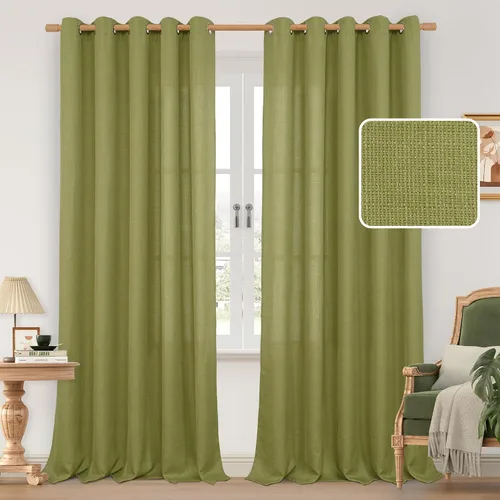 Miniatura 213 de LAMIT Cortinas de lino sintético para dormitorio, paneles filtrantes de luz, cortinas de lino con protección de privacidad con ojales para ventanas