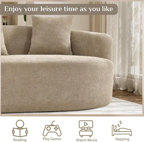 Miniatura 9 de Sofá seccional de gran tamaño de 131 pulgadas para sala de estar, moderno sofá de felpa de lujo de 4 plazas extra profundo y ancho, asiento curvado