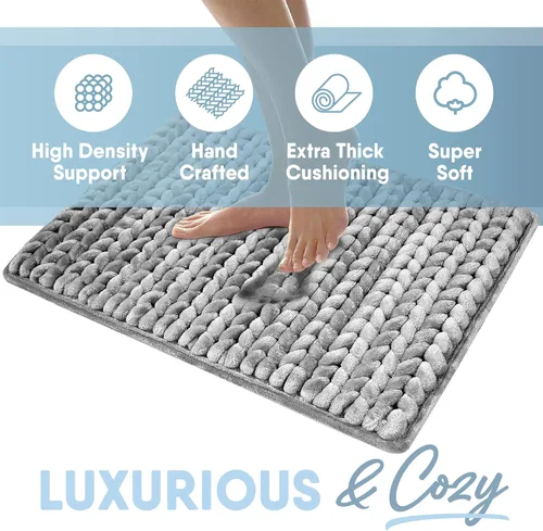 Miniatura 4 de MICRODRY - SoftLux - Tapetes de baño trenzados para baño, súper absorbente, tapetes de baño de espuma viscoelástica con base antideslizante GripTex