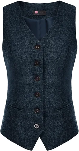 Miniatura 6 de KANCY KOLE Chaleco vintage para mujer, totalmente forrado, formal, de negocios, con botones, chaleco steampunk