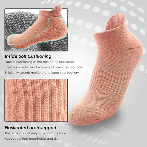 Miniatura 3 de Women Non Slip Grip Ankle Socks with Anti-Skid Soles Cushioned for Yoga, Pilates, Barre,Hospital, Home, Walking