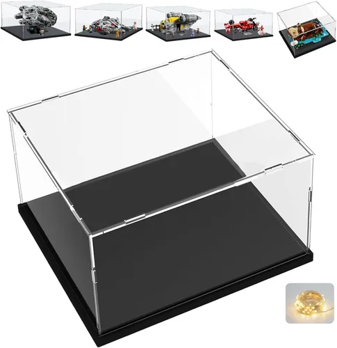 Miniatura 40 de Vitrina de acrílico transparente engrosada para coleccionables Lego 75325, caja transparente de autoensamblaje, gran protección antipolvo con base