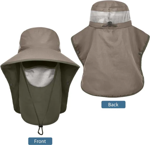 Miniatura 4 de LCZTN - Sombrero de protección solar de ala ancha, sombrero de pesca con solapa para cara y cuello, protección UPF 50+