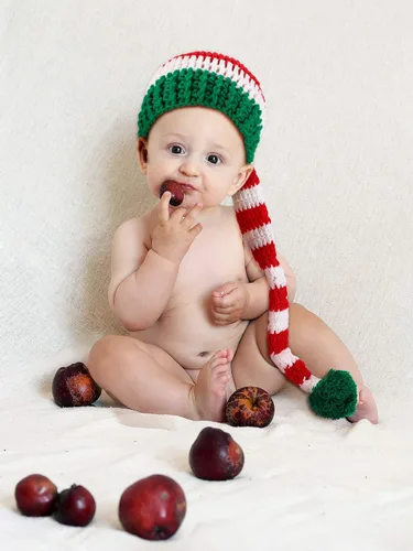 Miniatura 4 de 2 gorros de punto de Navidad con forma de cola larga para niños, gorro de Papá Noel para suministros de Navidad, na