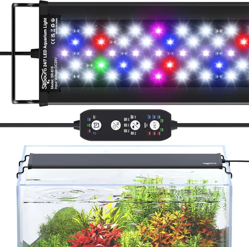 Miniatura 7 de SEAOURA - Luz LED para acuario de modo 24/7 para crecimiento de plantas, luz de tanque de peces de espectro completo con temporizador