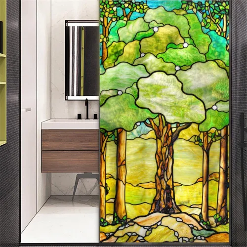 Miniatura 21 de Película decorativa de privacidad esmerilada sin pegamento para ventana, hermoso patrón de playa, puerta de vidrio, ventana, calcomanías