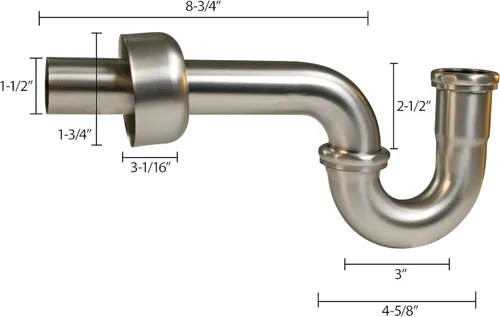 Miniatura 10 de Westbrass A400-1-01 1-1/2" OD 17 calibre P-Trampa con brida de caja alta, latón pulido