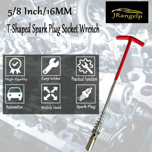 Miniatura 2 de Llave de tubo de bujía de 5/8 pulgadas/16MM, herramienta de bujía de motor flexible en forma de T, herramienta universal de extracción de bujías