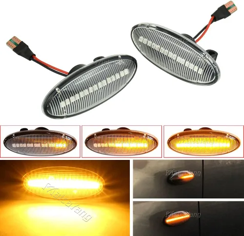 Miniatura 2 de Indicadores de giro de marcador lateral dinámico compatibles con Nissan Dualis March Juke F15, 26160-89900 26160-8990A Lentes transparentes.