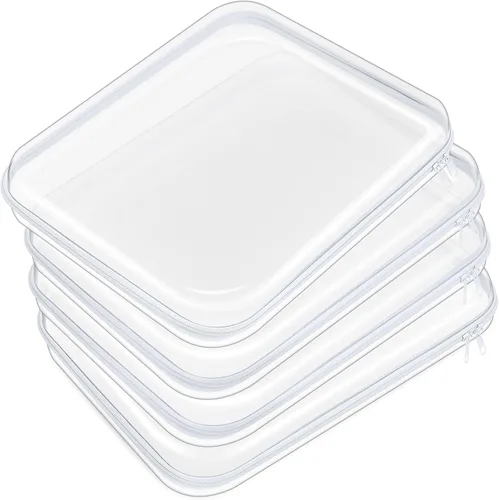 Miniatura 23 de Hoolerry 4 piezas de estuches rígidos transparentes con cremallera, bolsas de maquillaje, estuche de plástico para lápices, contenedores de caja