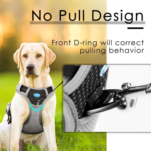 Miniatura 2 de ThinkPet Arnés deportivo transpirable, antitirones para perro, con asa, arnés reflectante y ajustable para perros medianos o grandes, clip trasero