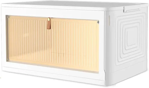 Contenedores de almacenamiento de 2 niveles organizadores de cajas de plástico – 36 cuartos de galón apilables con tapas para dormitorio, sala de