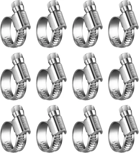 Miniatura 9 de Abrazaderas de manguera de engranaje helicoidal antideslizantes #4, abrazaderas de tornillo de acero inoxidable ajustables de 5/16 a 1/2 pulgadas