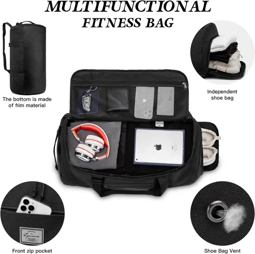 Miniatura 3 de Lyweem Bolsa de viaje para hombres, 60L, bolsa de lona deportiva, de gran tamaño, bolsa de fin de semana, bolsa de noche para mujeres