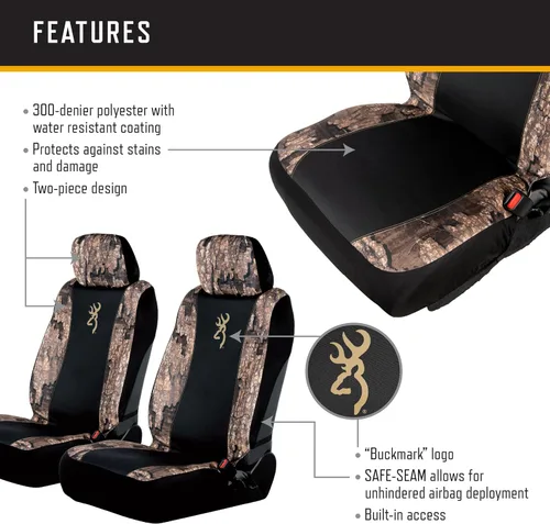 Miniatura 2 de Browning Fundas universales para asiento de banco y respaldo bajo, resistentes al agua y a la suciedad, fundas de asiento para automóvil, camión
