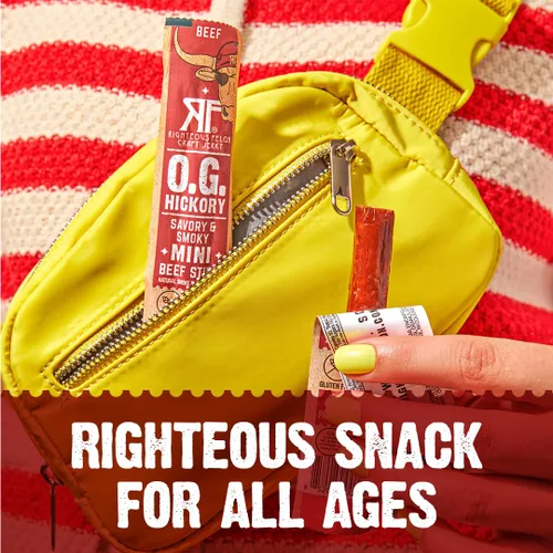 Miniatura 5 de Righteous Felon Mini palitos de carne Palitos de carne de res 100% alimentados con pasto Keto, sin gluten, bajos en azúcar, bocadillos ricos