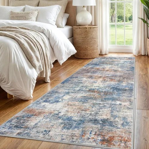 Miniatura 949 de IOHOUZE Alfombra abstracta lavable de 3 x 12 pies para pasillos, antideslizante para cocina, camino de entrada de lana sintética para interiores