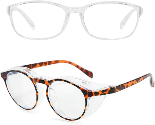 Miniatura 14 de willochra Paquete de 2 gafas de seguridad antivaho con protección lateral, bloqueo de luz azul, cómodas gafas de laboratorio transparentes