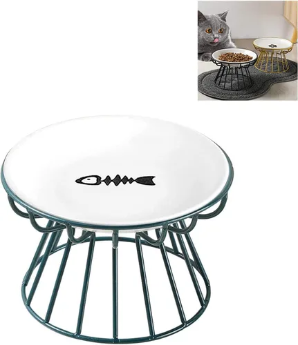 Miniatura 8 de Plato para gatos antivómitos apto para bigotes 2023, cuenco elevado de cerámica elevado para gatos con soporte de metal, plato de cerámica poco